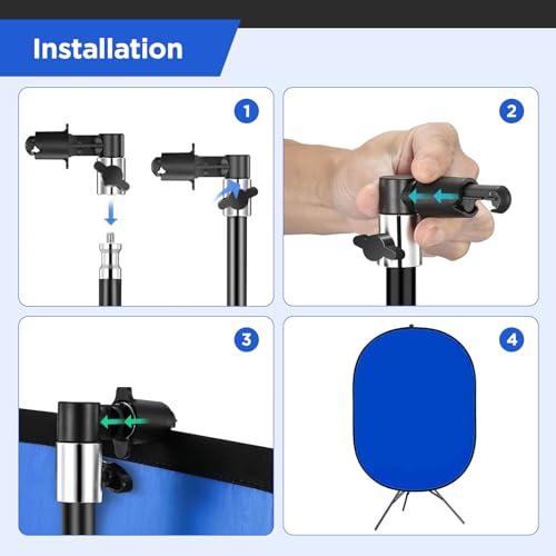 Portable Chromakey Blue/Gray Backdrop with Stand,59 * 39 inch Pop Up Collapsible Backdrop,Foldable Blue Screen 2 in 1 Backscreen for Photo and Video Shooting,Gaming (Blue & Gray) - color: Blue&Gray