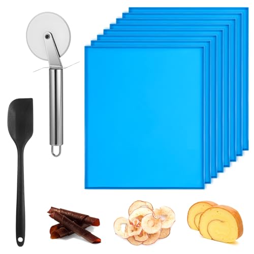 8PCS Silicone Dehydrator Sheets with Edge 12x10in for Fruit Vegetables Meat