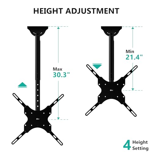 WALI Ceiling TV Mount for Most 26-65 inch LCD LED 4K TVs, up to 110 lbs - color: Black (400x400mm), size: 2.5 feet