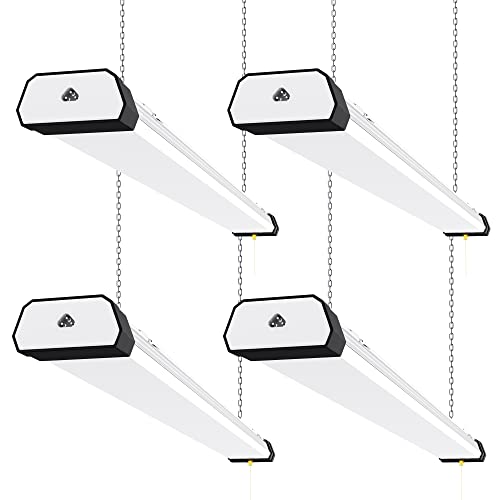 4 Pack Linkable LED Shop Light(𝟓𝐘𝐫𝐬 𝐖𝐚𝐫𝐫𝐚𝐧𝐭𝐲) 100W 13000LM ETL Listed 5000K High Bay LED Shop Lights, Pull Chain ON/Off, Utility Ceiling Lights for Garage, Workshop, Basement - size: 4FT