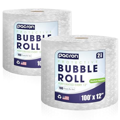 Bubble Roll Wrap 12" x 100', 2-Pack 5/16" Perforated Medium Cushioning - size: 100x12 | Perf 12 | 2 Rolls