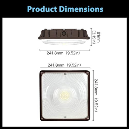 HYPERLITE LED Canopy Light 45W: 6300lm 4Packs 9.5"x9.5" LED Canopy Lights 5000K Daylight,Ideal and Commerical Canopy LED Lights for Garage,Carport,Shop,Workshop,Underpass,Entrance