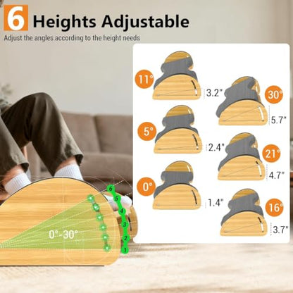 Bamboo Foot Rest for Under Desk at Work 3-in-1 Desk Footrest with Cushion