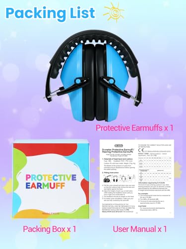 Dr.meter Noise Cancelling Headphones for Kids: Toddler Ear Protection Muffs - color: Blue