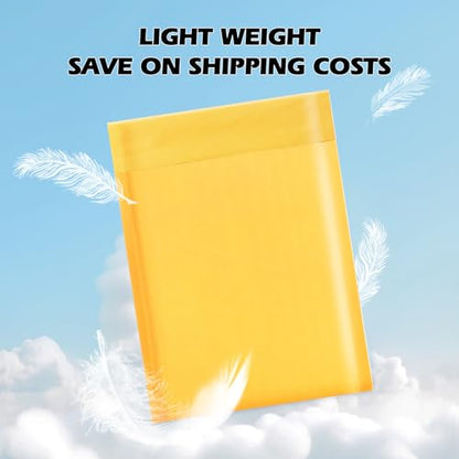 105Pack Yellow 4x8inch Kraft Bubble Mailers Small Business Mailing Packages Self-Sealing Paper Envelopes, Mailer Shipping Padded Envelopes with Strong Adhesion for Jewelry Makeup Supplies - size: 4x8-105pcs