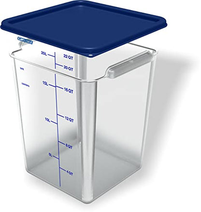Carlisle FoodService Products Squares Square Food Storage Container with Stackable Design for Catering, Buffets, Restaurants, Polycarbonate (Pc), 22 Quarts, Clear