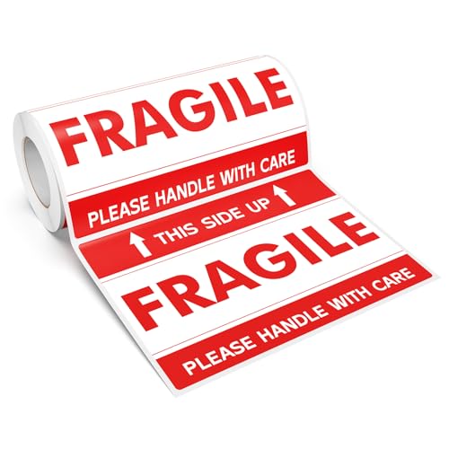 120 PCS Fragile Labels Handle with Care Warning Stickers 4" × 6" - style: Style Three