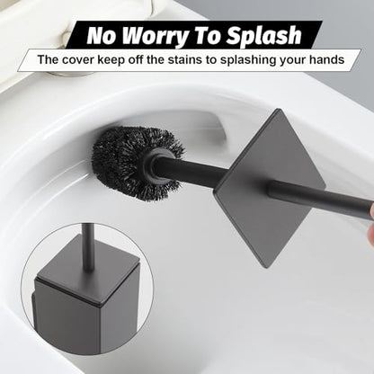BGL Toilet Brush and Holder Set Gun Grey Wall Mounted for Bathroom Square Design - color: Gun Grey-wall Mount