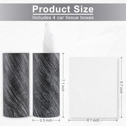 SINGARO Car Tissue Holder, 4 Pack Car Cup Holder Facial Tissues with Travel Tissue Bag, Quick and Convenient Flower Combination Car Tissue Box(4 Canisters/200 Tissues) Gray - color: Gray