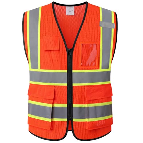 Hi Vis Reflective Safety Vest for Men Women,EK175,Orange,M - color: Orange, size: Medium