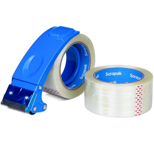 2" x30 yd Heavy Duty Filament Tape 2-Pack with Dispenser – Box Sealing