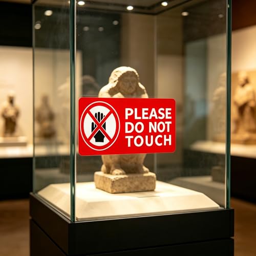 Please Do Not Touch Warning Stickers Tape, 200 Pcs Please Don't Touch Sign, 3" x 6" Safety Label Sticker, Removable Waterproof Self-adhesive Vinyl Decal for Display Items, Personal Items, Business, Facilities