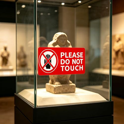 Please Do Not Touch Warning Stickers Tape, 200 Pcs Please Don't Touch Sign, 3" x 6" Safety Label Sticker, Removable Waterproof Self-adhesive Vinyl Decal for Display Items, Personal Items, Business, Facilities