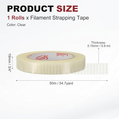 uxcell Filament Strapping Tape 3/4" x 54.7 Yards 5.9 Mil Heavy Duty Mesh - size: 3/4 Inch x 54.7 Yards 5.9 Mil