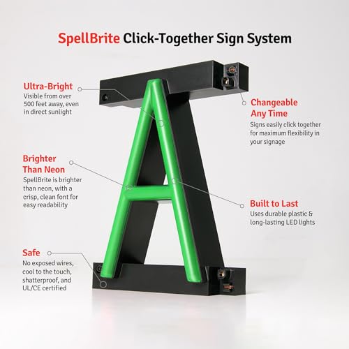 SpellBrite LED Neon OFFICES Sign for Business - Green, 24" x 6" - color: Green, size: OFFICES (24"x6.3")