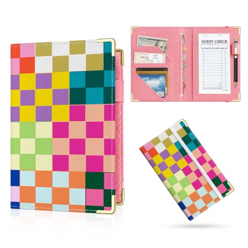 Server Book,7 Pocket Zipper Organizer,Server Books for Waitress - color: Checkered2
