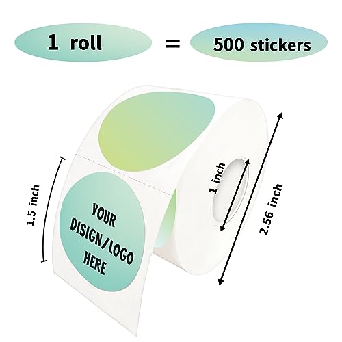 1.5 Inch Green Round Thermal Sticker Labels, Self-Adhesive Circle Direct Thermal Labels, Multi-Purpose Roll Sticker Labels for DIY Logo Design with Perforation Line（ 500 Labels，1 Roll） - color: Green-500 Labels, size: 1.5 inch