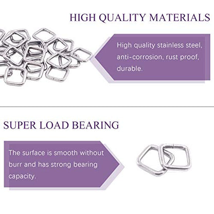 Swpeet 60Pcs Heavy Duty Metal Rectangle Ring - color: Sliver, size: 3/4 Inch