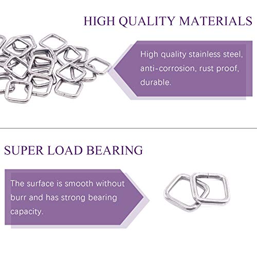 Swpeet 60Pcs Heavy Duty Metal Rectangle Ring - color: Sliver, size: 5/4 Inch