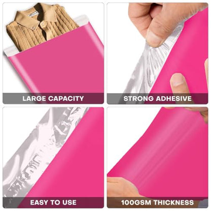 Poly Mailers 14.5x19 In 100 Pack Self Seal Shipping Envelope Bags Pink - color: Pink