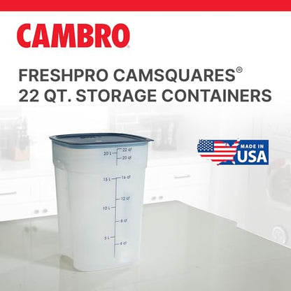 Cambro FreshPro 22 Quart (QT) Food Storage Container with Lid (Restaurant Grade) - for Food Prep, Commercial Kitchen, Pet and Dog Food Container (Translucent) - size: 22 Quart