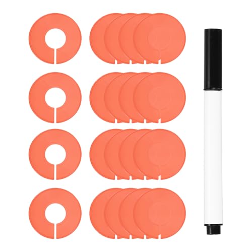 uxcell Clothes Dividers,20 Pack Round Closet Rack Dividers Clothing Rack Size Dividers Blank Labels with Marker Pen Writable & Reusable for Hanging Clothes Sorting Size, Orange - color: Orange