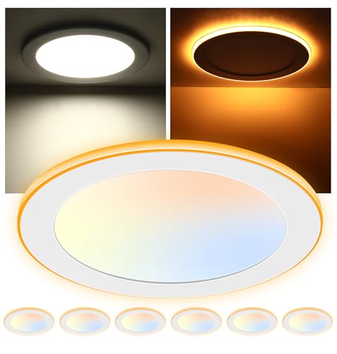 CLOUDY BAY [6 Pack] 8 Inch 5CCT LED Recessed Ceiling Light with Night Light,2700K/3000K/3500K/4000K/5000K Selectable, 18W 1600LM, Ultra-Thin Recessed Lighting,Dimmable Canless Downlight - size: 8 Inch