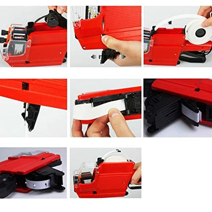 Walfront MX-6600 Tagging Gun Attacher Gun Kit for Retail Standard Price Tag Guntagging Gun with 2 Lines 10 Digits Display (Red)