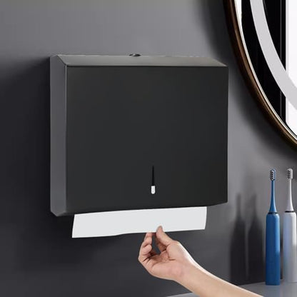Stardrix Paper Towel Dispenser Wall Mount, Matte Black Stainless Steel Commercial Paper Towel Holder with Lock, Large Capacity 250 C Fold/300 Multifold Towels - color: Black, size: 250 C Fold/300 Multi-Fold with Lock