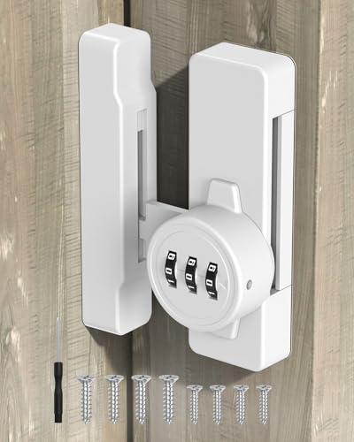 Sliding Barn Door Lock, 3-Digit Password Locks, White - color: White