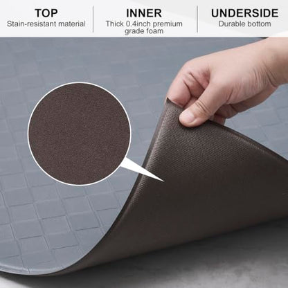 Kitchen Mats and Rugs Cushioned Anti-Fatigue, 23.6" x 86.6", Gray - color: Grey, size: 86.6"L x 23.6"W x 0.4"Th