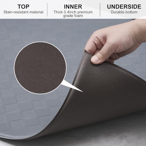 Kitchen Mats and Rugs Cushioned Anti-Fatigue, 47.2" x 70.9", Gray - color: Grey, size: 70.9"L x 47.2"W x 0.4"Th
