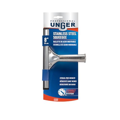 Unger Professional 8” Stainless Steel Window & Glass Cleaning Squeegee - Cleaning Supplies, Heavy Duty Squeegee for Window Cleaning, Streak Free Results - size: 8-inch, style: Squeegee
