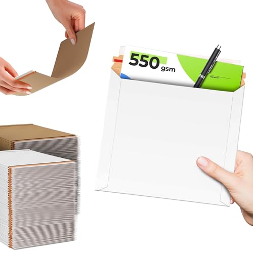 Rigid Mailers with Self-Seal, White 6 x 6 Inches, 25 Pack, 550 GSM Thick Paperboard Envelopes for Documents, Photos, CDs - color: White, size: 6" x 6" / 25 Pack