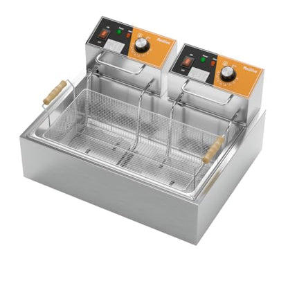 Electric Deep Fryer 3400W Hot 22.6QT/24L Commercial Deep Fryers with 3 Baskets Countertop Oil Fryer for Restaurant Use and Home Kitchen with One - Touch Switch & Temperature Contro - size: R-83S