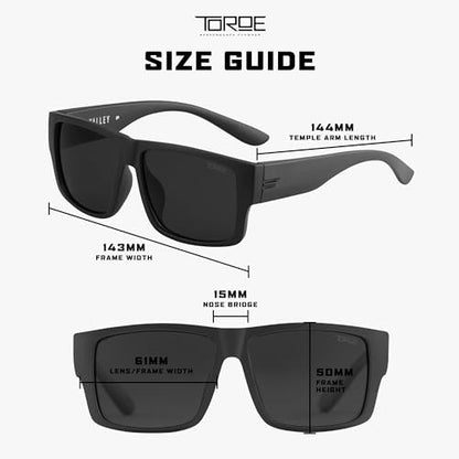 TOROE VALLEY Polarized z87+ Men Sunglasses - color: Matte Black | Black Emblem | C3 Lens