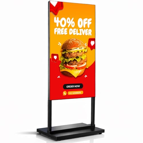 43 Inch Floor Standing Digital Signage, 700nits High Brightness Advertising Display, Digital Signage with CMS/U-Disk Plug&Play, Split Screen, 7/24 Timer Switch,HDMI/USB/WiFi/Android OS