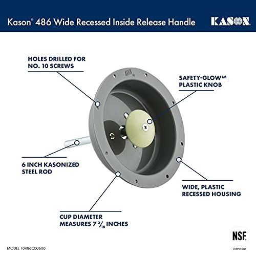 Kason 486 Wide Recessed Inside Release Handle (10486C00600) - size: 10486C00600