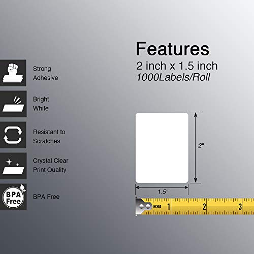 BETCKEY - 2" x 1.5" (51 mm x 38 mm) Thermal Labels, [10 Roll/10000 Labels]