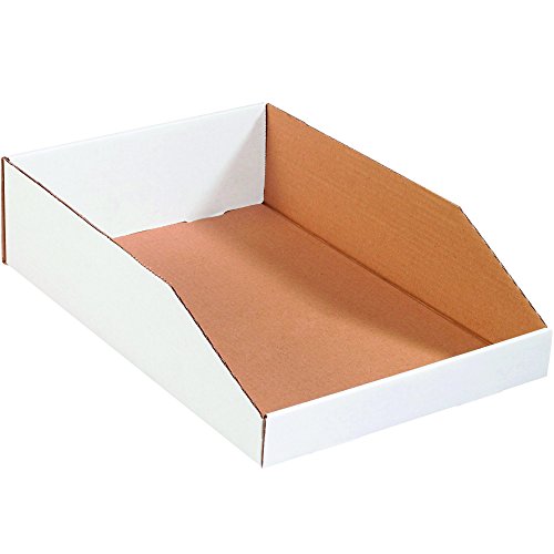 BOX USA BBINMT1224 Open Top Bin Boxes, 12" x 24" x 4-1/2", Oyster White (Pack of 50) - color: White, size: 12" x 24" x 4 1/2"