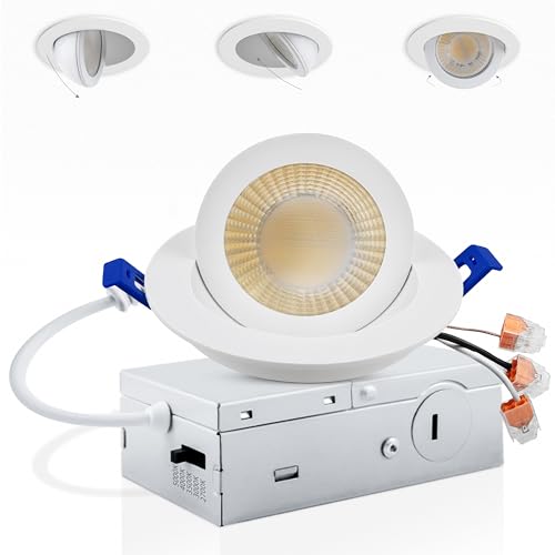 Adetu 1 Pack 3 Inch 5CCT Gimbal LED Recessed Lighting, 7W=65W, 798LM - color: White-3 inch, size: 1 Pack