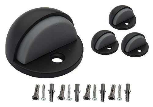 QCAA Low Dome Floor Door Stop, H 25.4 x Diameter 44.5mm, Zinc Die Cast, Matte Black, 4 Pack, Made in Taiwan - color: Matte Black, size: 4 Pack