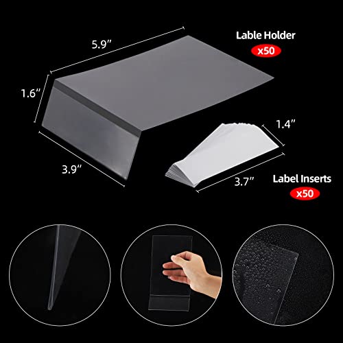 LoveBB 50 Pcs Library Shelf Label Holders 7.6 x 4 Inch Moveable Shelf Markers for Classroom Office Library Book Shelves with 50 Pcs Label Inserts