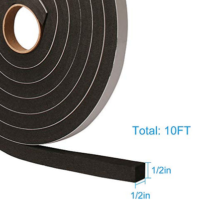 Window Door Seal Tape 1/2Inch Wide X 1/2Inch Thick, Weather Stripping for Doors High Density Foam Seal Tape Sliding Door Weather Strip,10 Feet Long … - size: 1/2"W x 1/2"T x 10FT