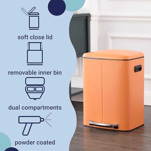 happimess Marco 10.6 Gal Double Bucket Step Trash Can, Carrot Cake - color: Carrot Cake