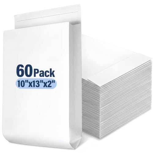 60 Pack Expandable Catalog Manilla Envelopes 10x13 Large White