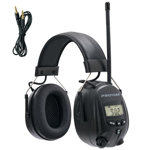 Digital AM/FM Radio Hearing Protection Earmuffs, 25 dB NRR - color: Am Fm Radio + Black
