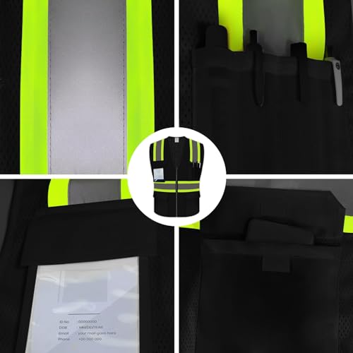 Safety Vest with Pockets, Hi Vis Construction Vest, Black, S - color: Black, size: Small