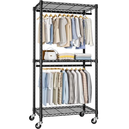 FUTASSI Heavy-Duty Portable Closet, 30"W x 14"D x 76"H, Black, Carbon Steel - color: Black, size: P1 Medium