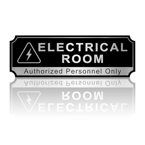 Electrical Room Sign for Business Door, Self-Adhesive Durable Modern Electric Closet Room Sticker for Home, Brushed Silver Authorized Personnel Only Signs for Business ，Workplace - color: Silver Electrical Room 033